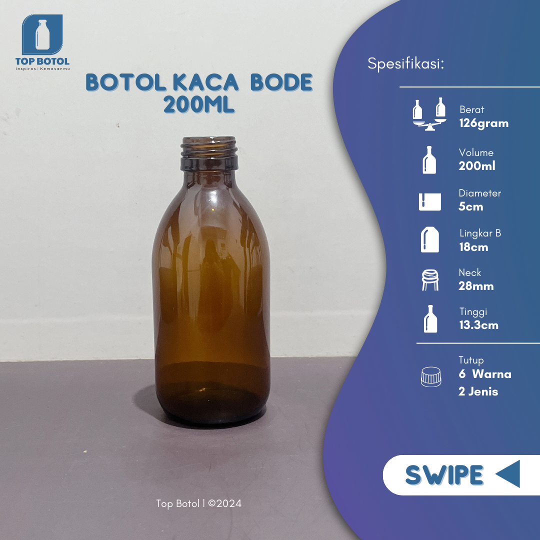 Jual Botol Kaca Bode 200 ML Gendut Baru: Murah Langsung dari Distributor, WA 081905903644