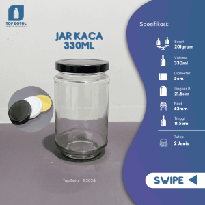 BOTOL JAR KACA 330ML BARU