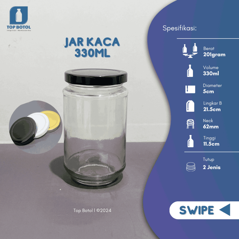 BOTOL JAR KACA 330ML BARU