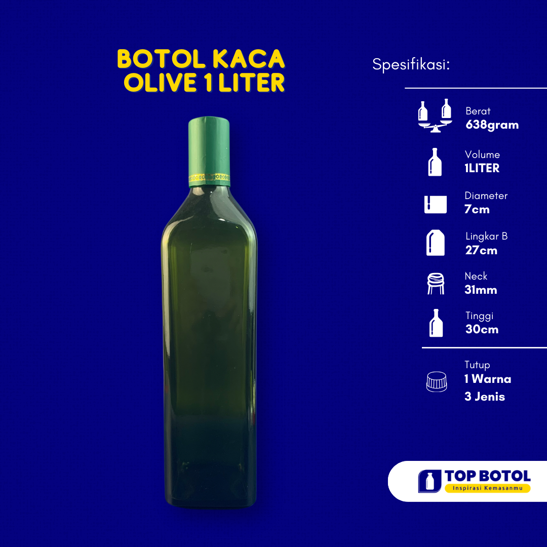 Jual Botol Kaca Olive 1L+Tutup: Harga Grosir Produk Import, WA 081905903644