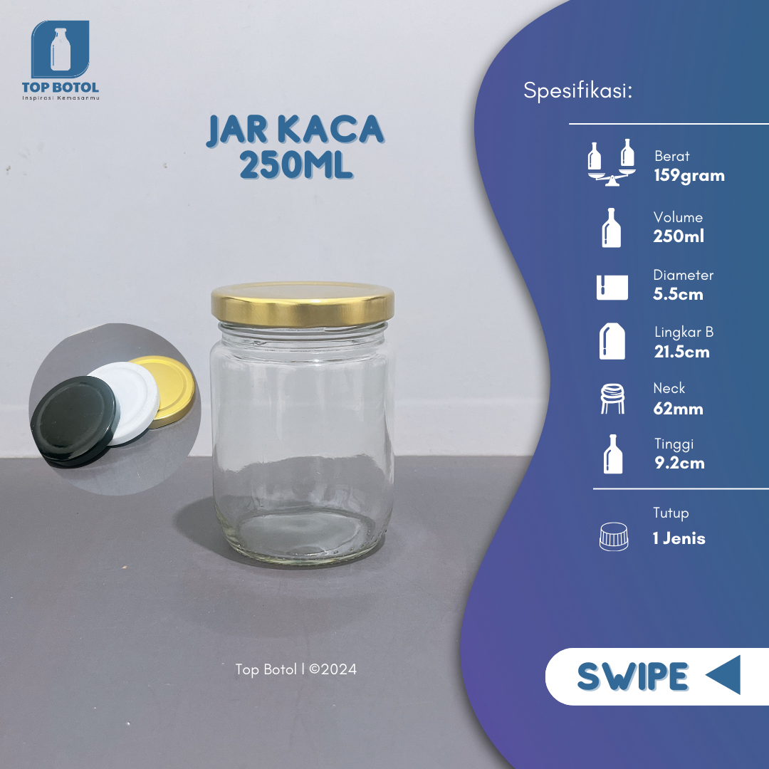 Jual Jar Kaca 250 Ml Baru: Produk Berkualitas Tinggi Murah, WA 081905903644