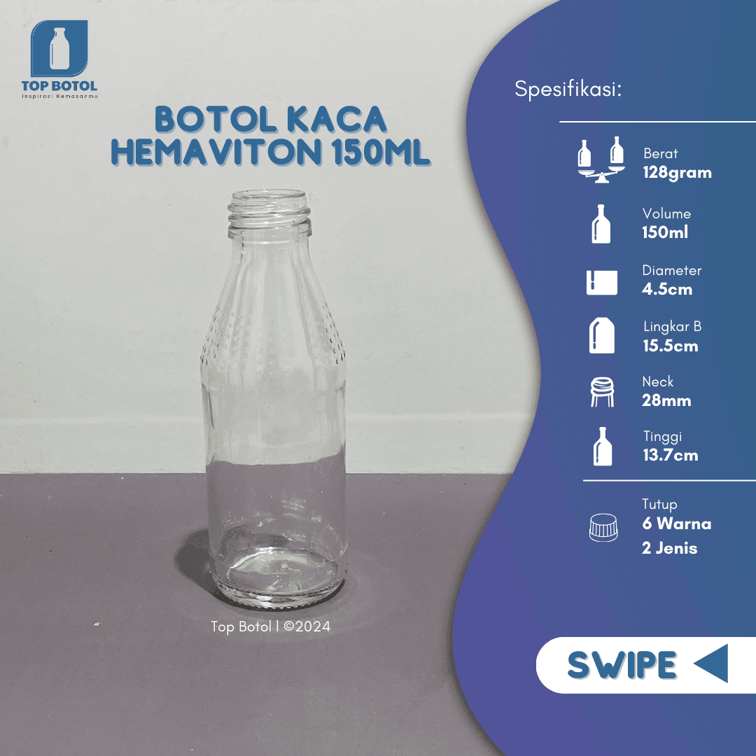 Botol Kaca Hemaviton 150ml: Produk Kualitas Terbaik Murah, WA 081905903644